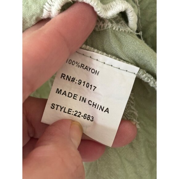 Solitaire Womens Embroidered Blouse S Flutter Sleeve Green Top - Picture 7 of 12